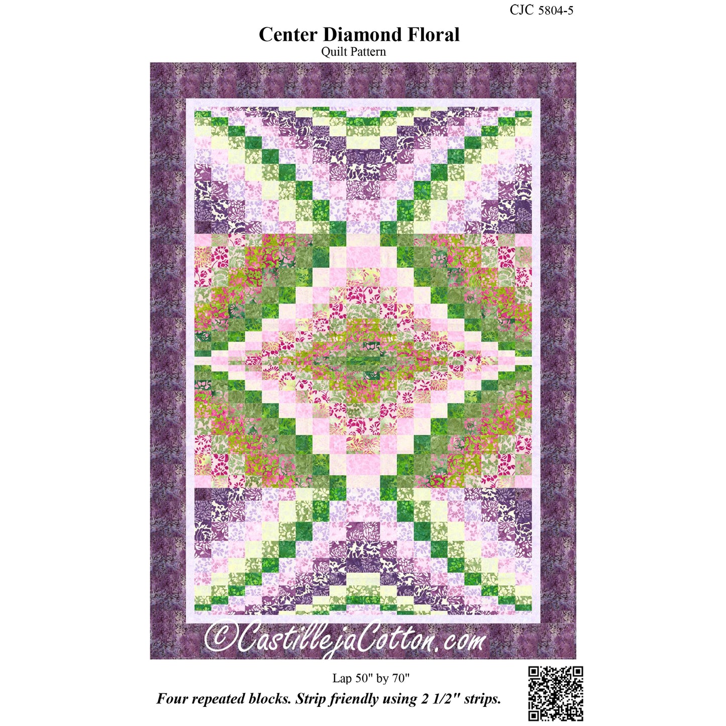 Cover image of pattern for Center Diamond Floral quilt.