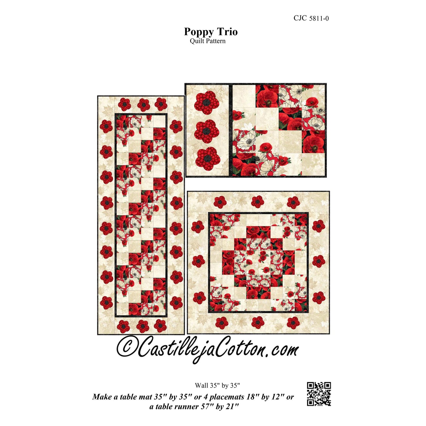 Poppy Trio Table Set CJC-58110e - Downloadable Pattern