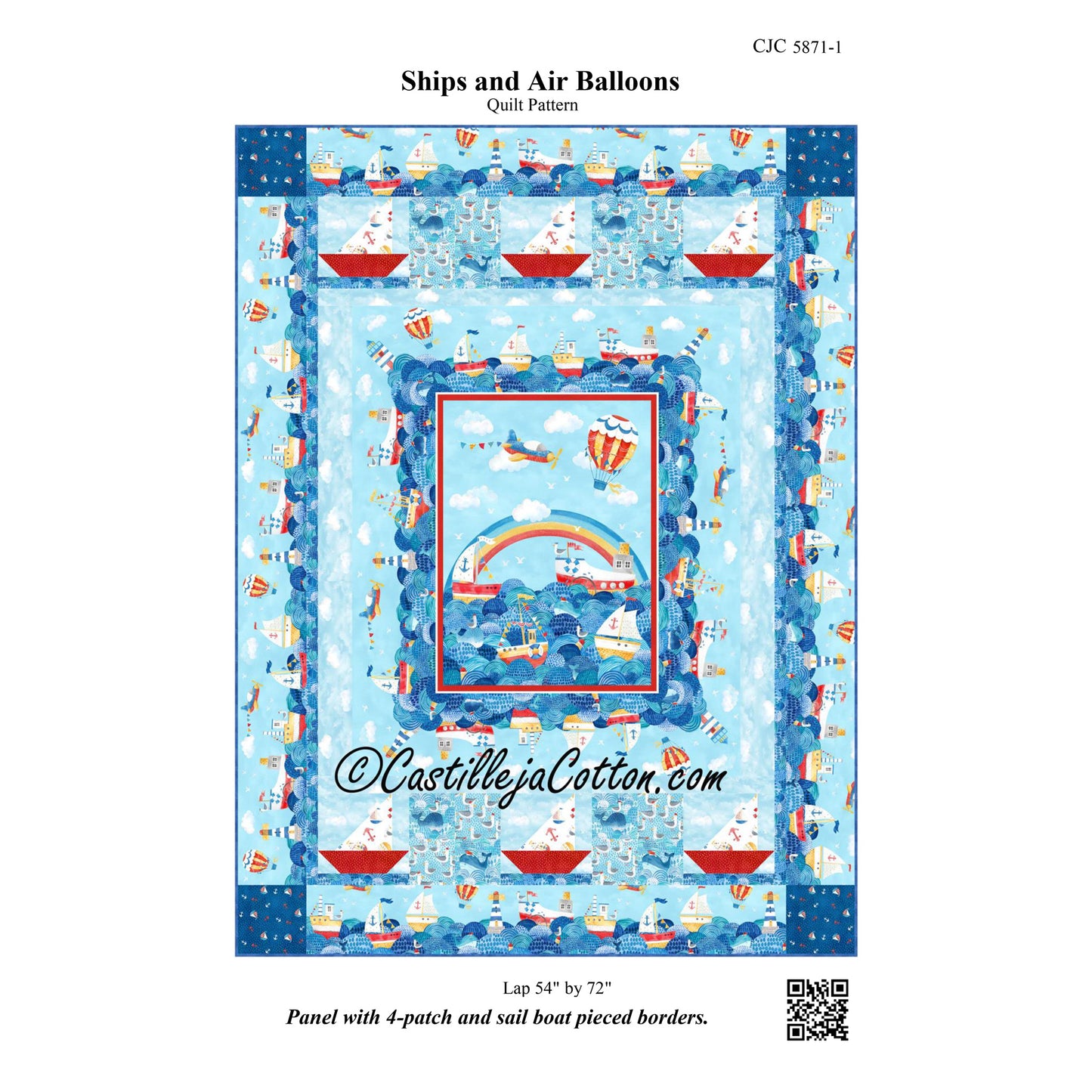 Ships and Air Balloons Quilt Pattern CJC-58711 - Paper Pattern
