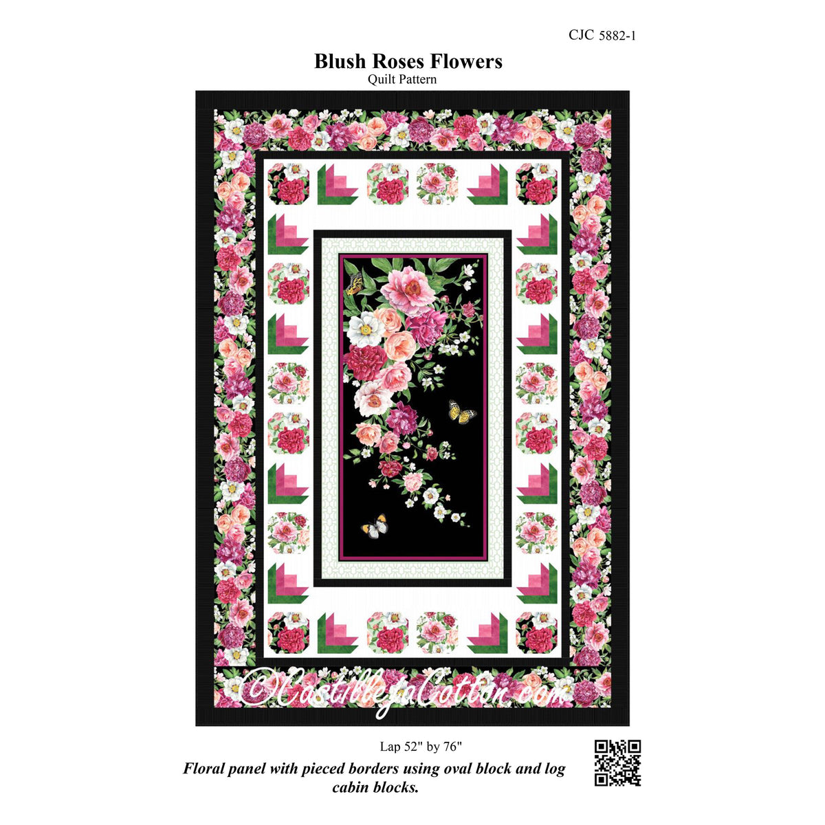 Blush Rose Flowers Quilt CJC-58821e - Downloadable Pattern
