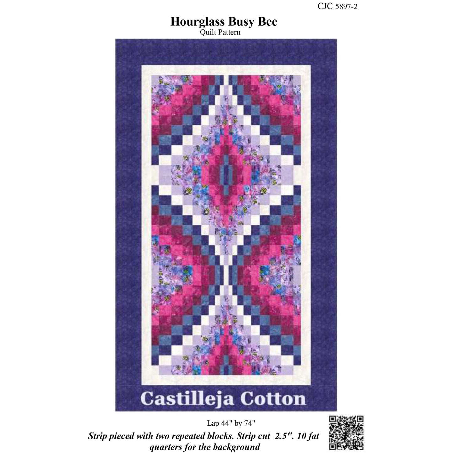 Cover image of pattern for Hourglass Busy Bee quilt.