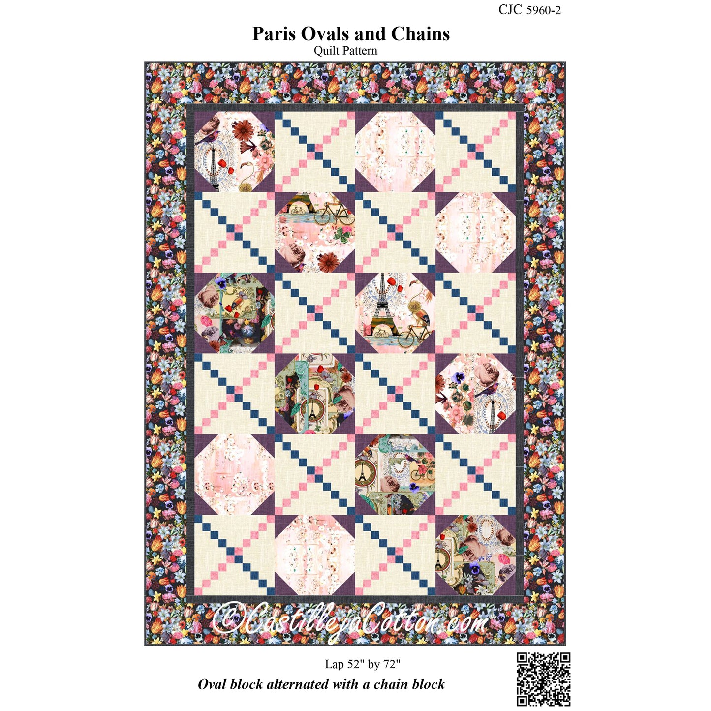 Cover image of pattern for Paris Ovals and Chains quilt.