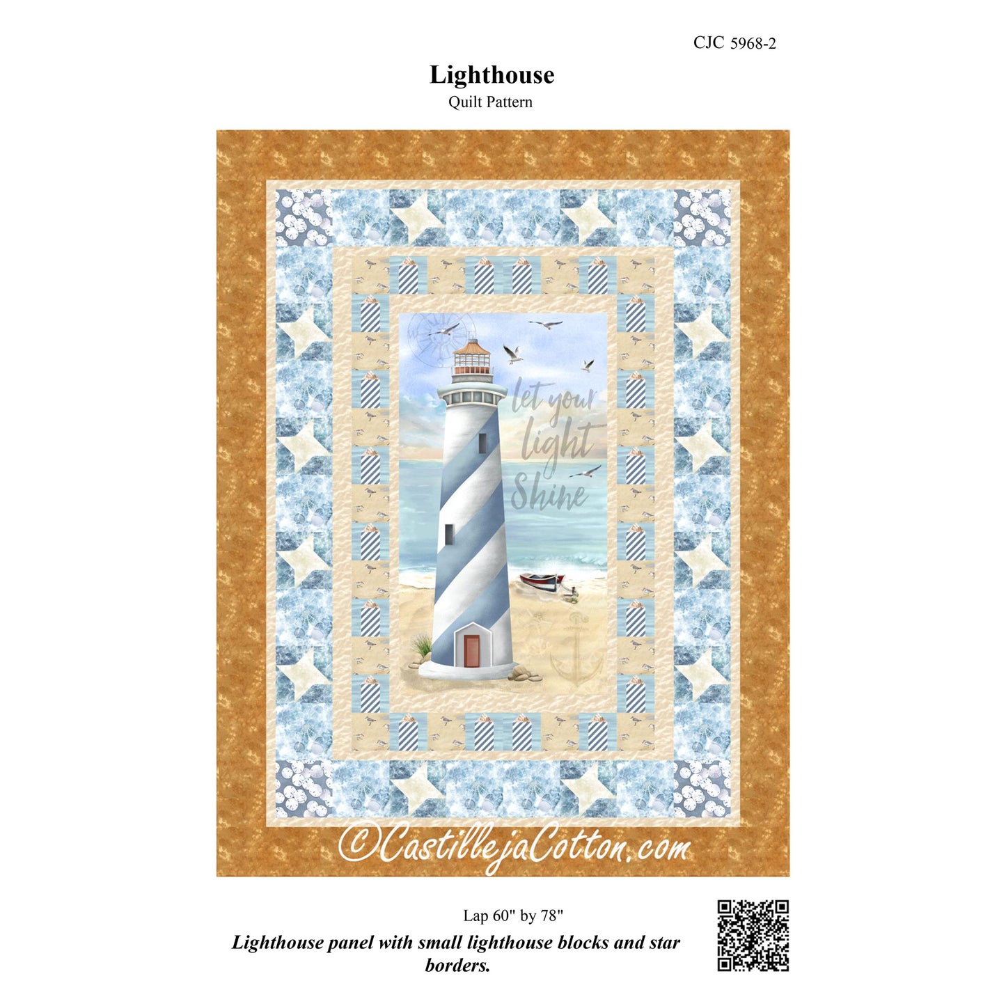 Image of the cover for the Lighthouse quilt pattern by Diane McGregor of Castilleja Cotton.