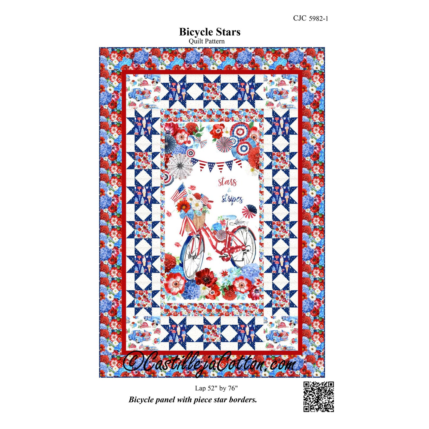 Cover image of pattern for Bicycle Stars Quilt.