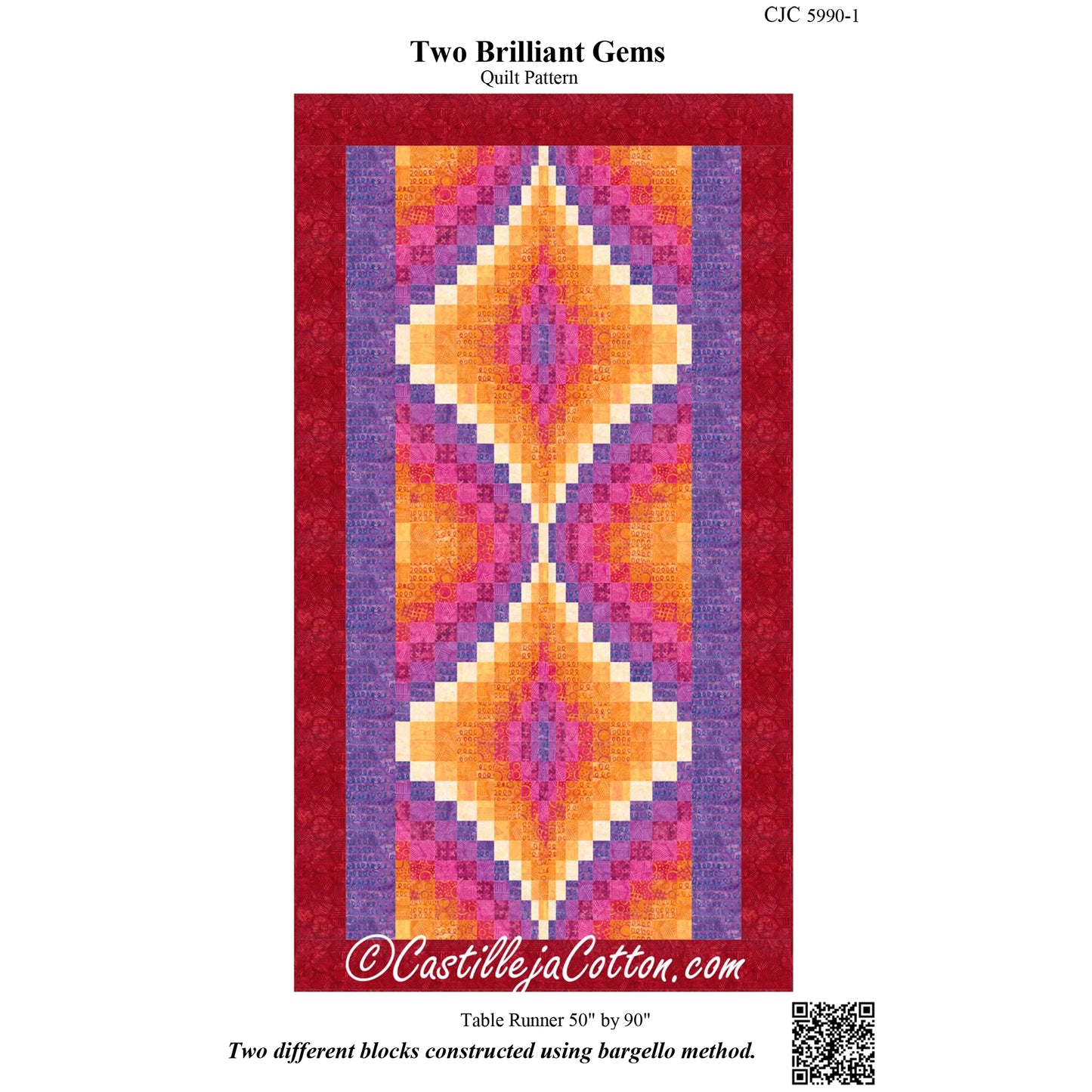 Cover image of pattern for Two Brilliant Gems Table Runner quilt.