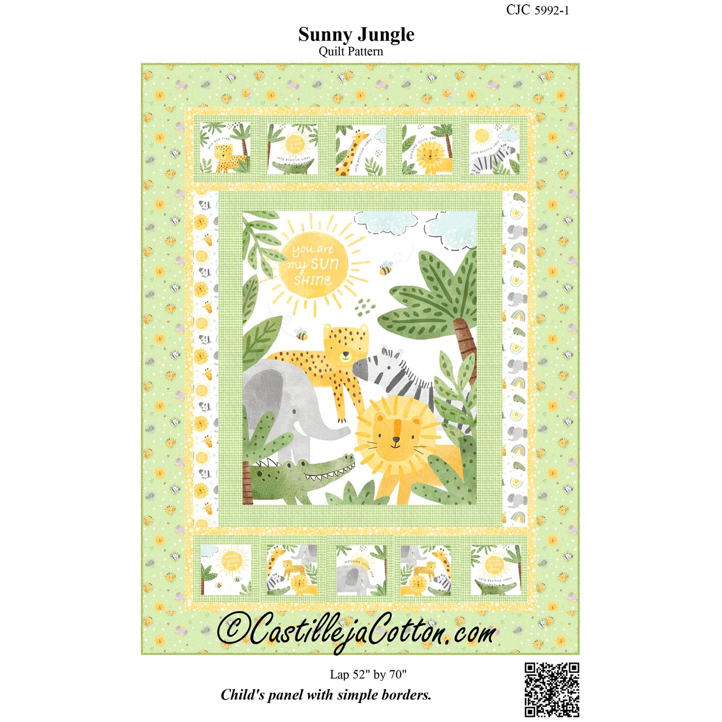 Cover image of pattern for Sunny Jungle Quilt.