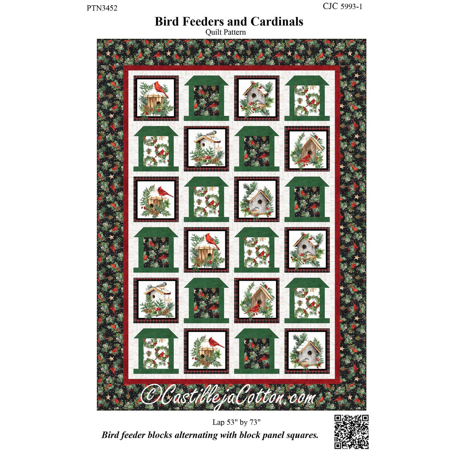 Cover image of pattern for Bird Feeders and Cardinals Quilt.