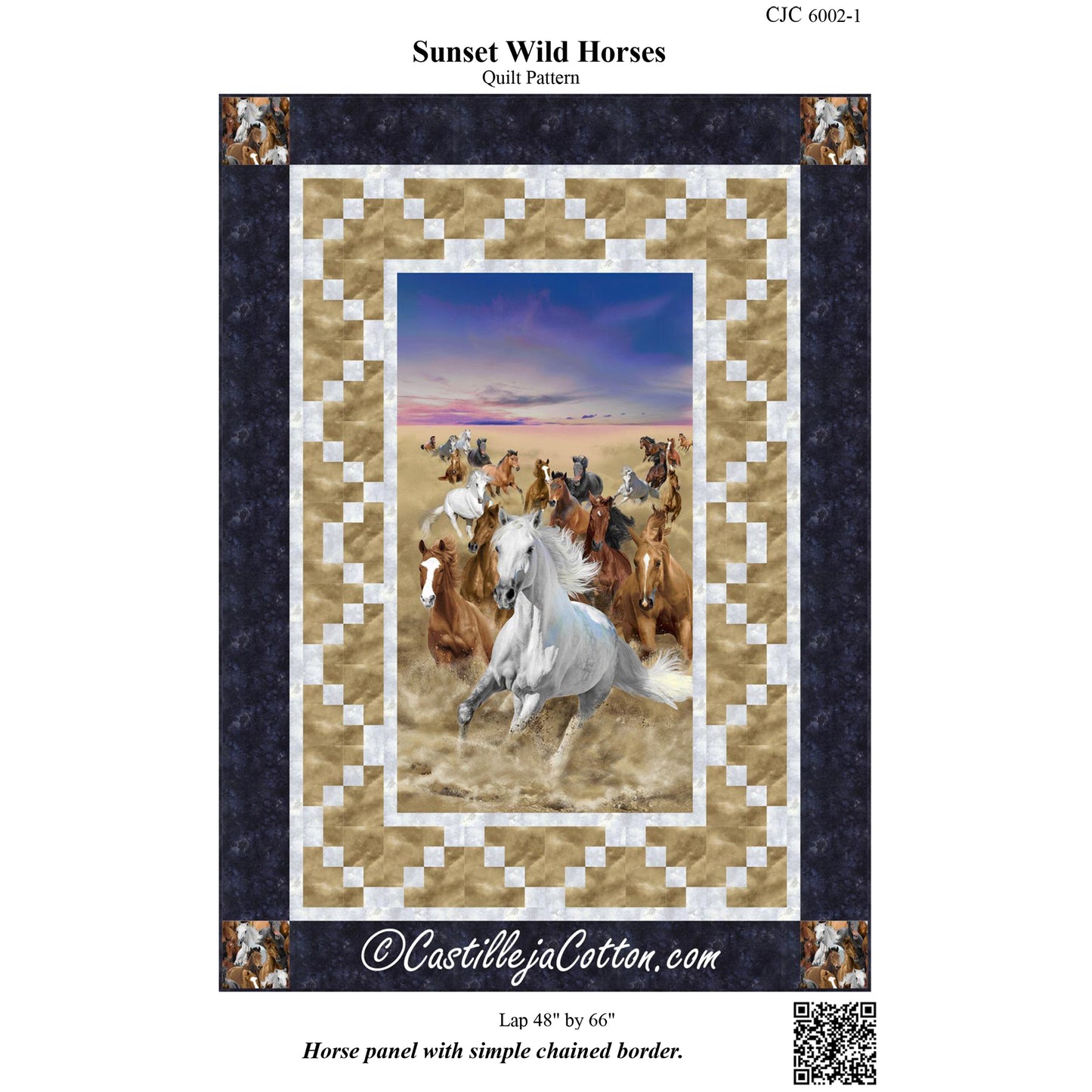 Cover image of pattern for Sunset Wild Horses Quilt.