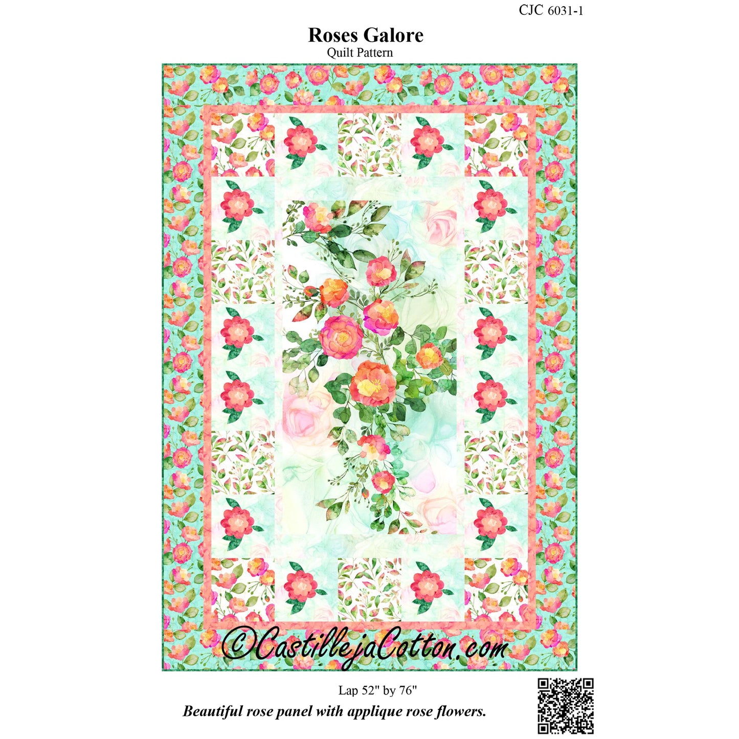 Cover image of pattern for Roses Galore quilt.