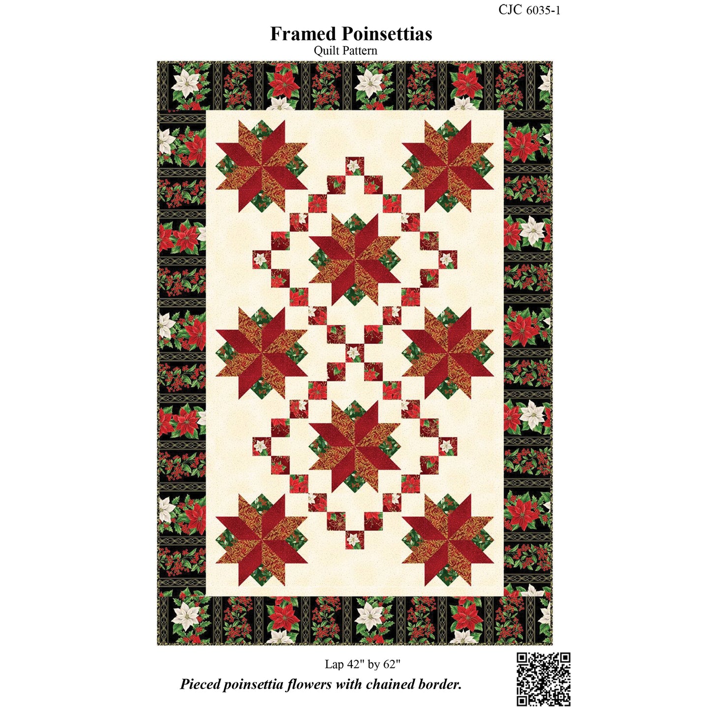 Image of pattern cover for Framed Poinsettias Quilt.