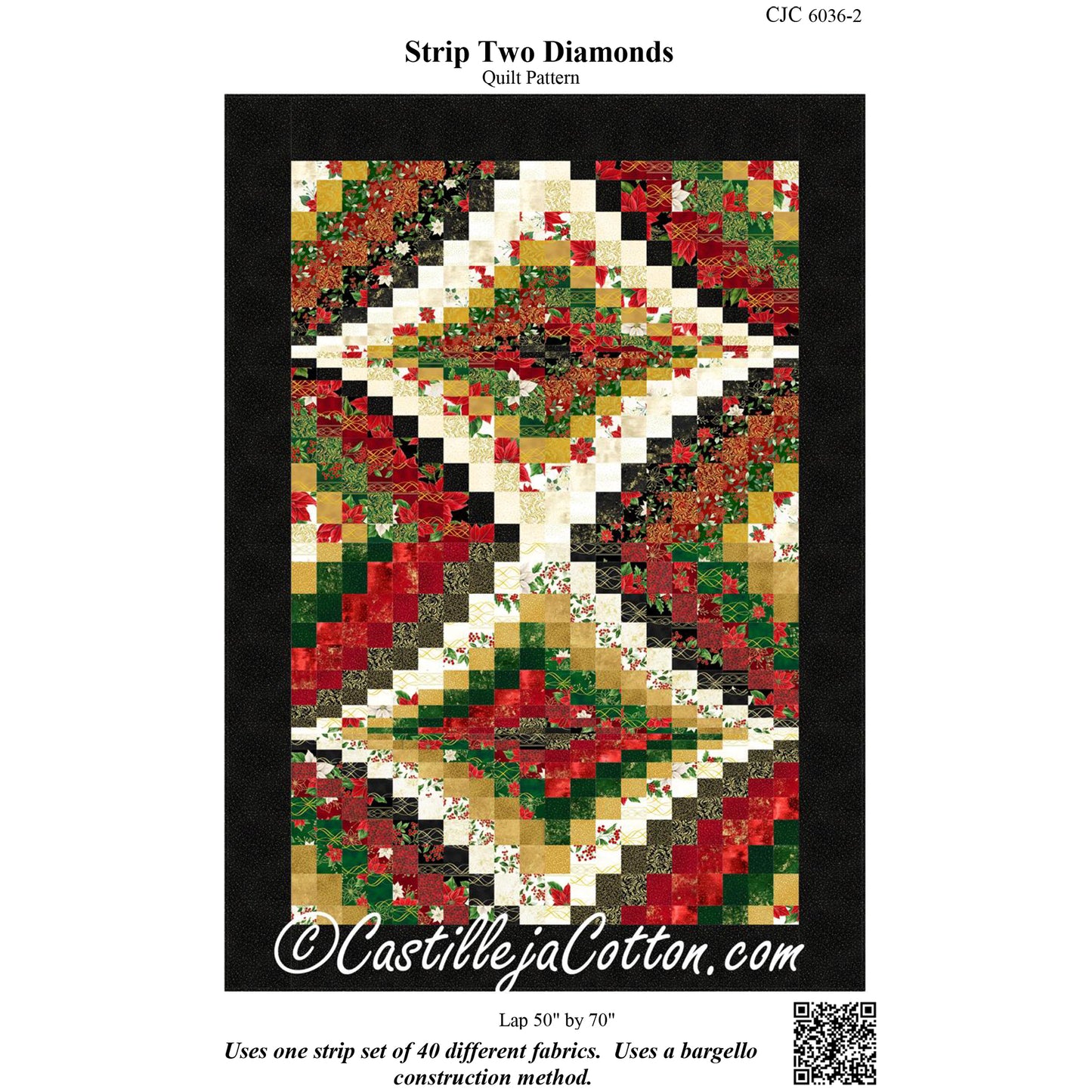 Cover image of pattern for Strip Two Diamonds Quilt.