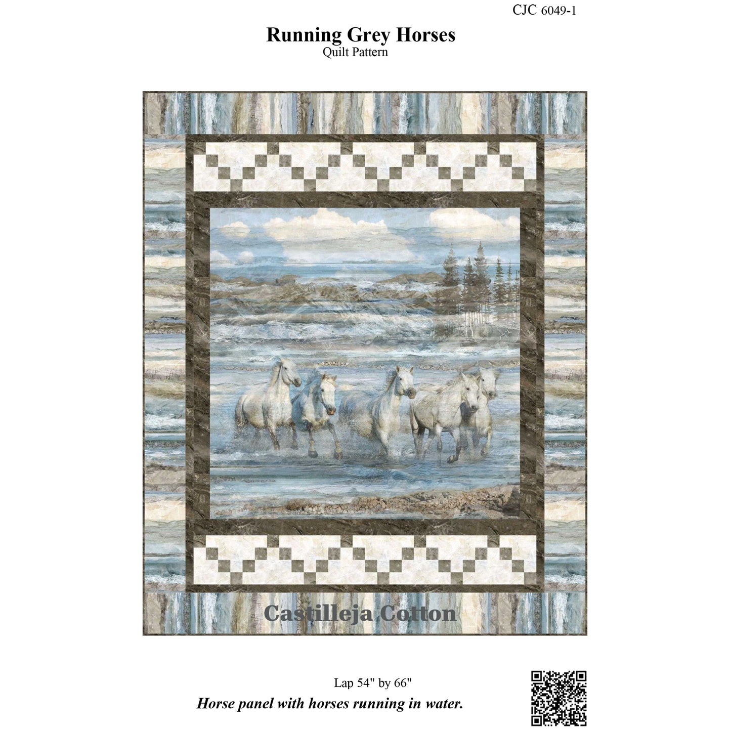 Cover image of pattern for Running Grey Horses quilt.
