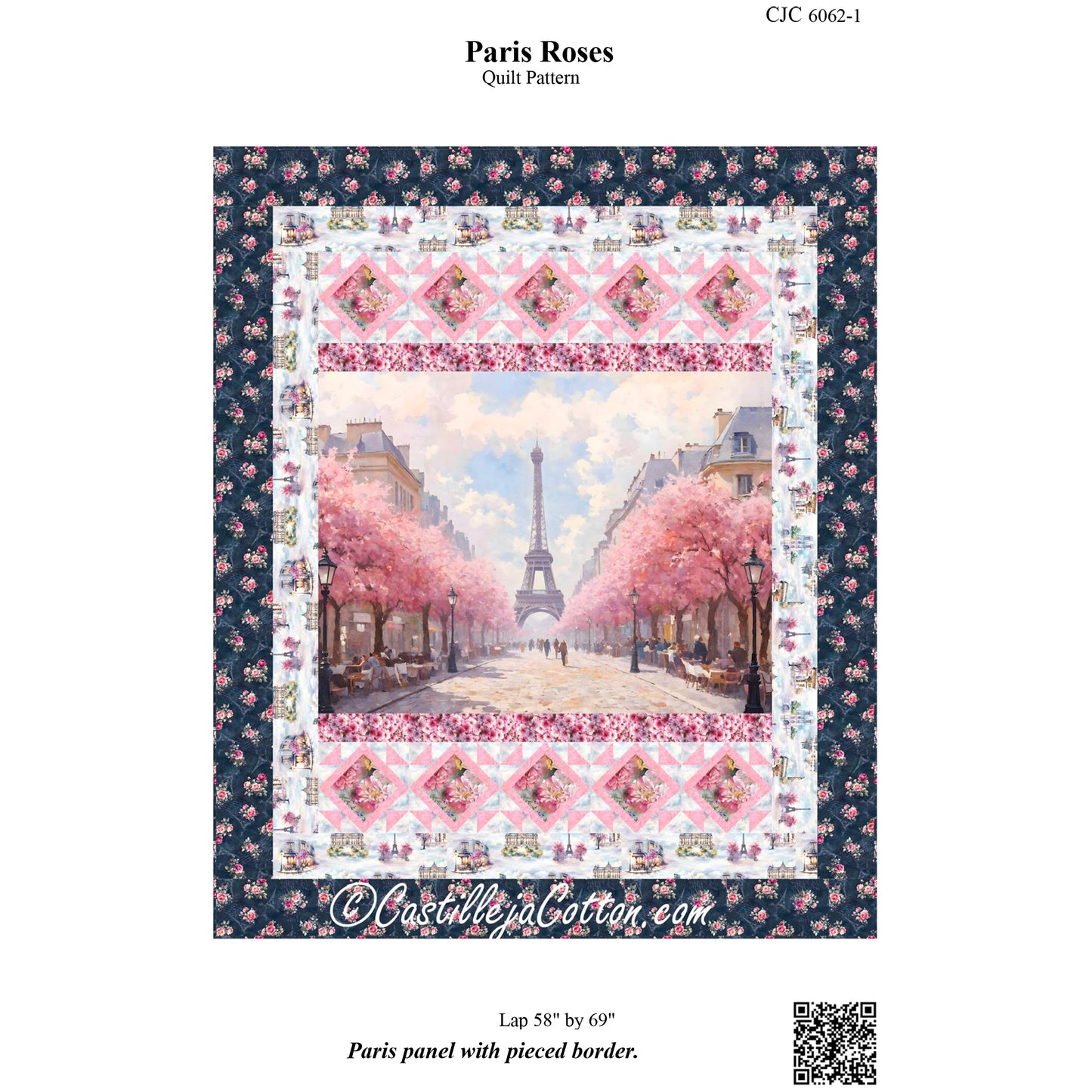 Cover image of pattern for Paris Roses quilt.