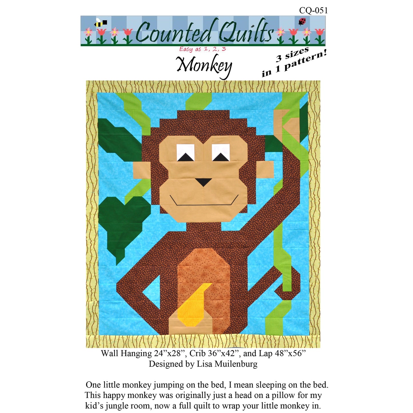 Monkey Quilt Pattern CQ-051 - Paper Pattern