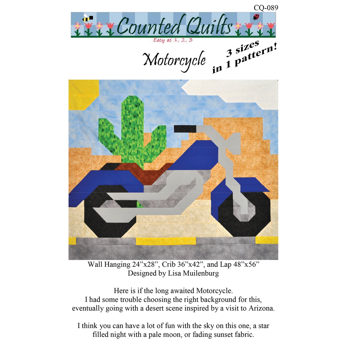 Motorcycle Quilt Pattern CQ-089 - Paper Pattern