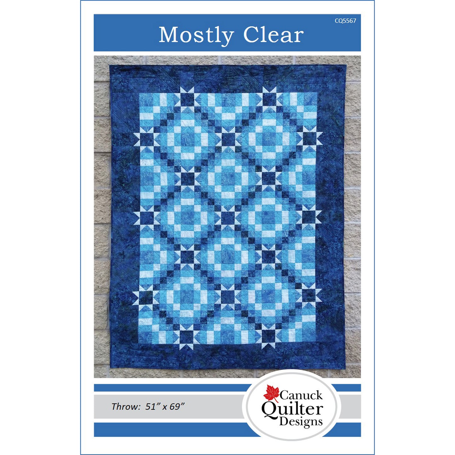 Image of the cover for the Mostly Clear quilt pattern by Canuck Quilter Designs.