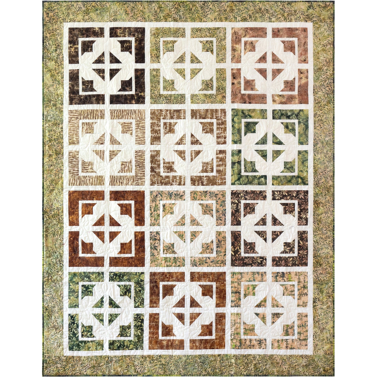 Lovely quilt calls to mind manicured paths in a stately garden.