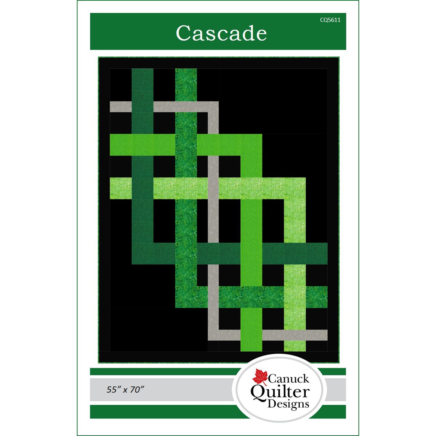 Image of the cover for the Cascade quilt pattern by Canuck Quilter Designs.