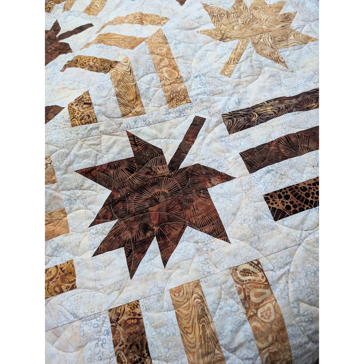 Close up of one of the maple leaves on the quilt.