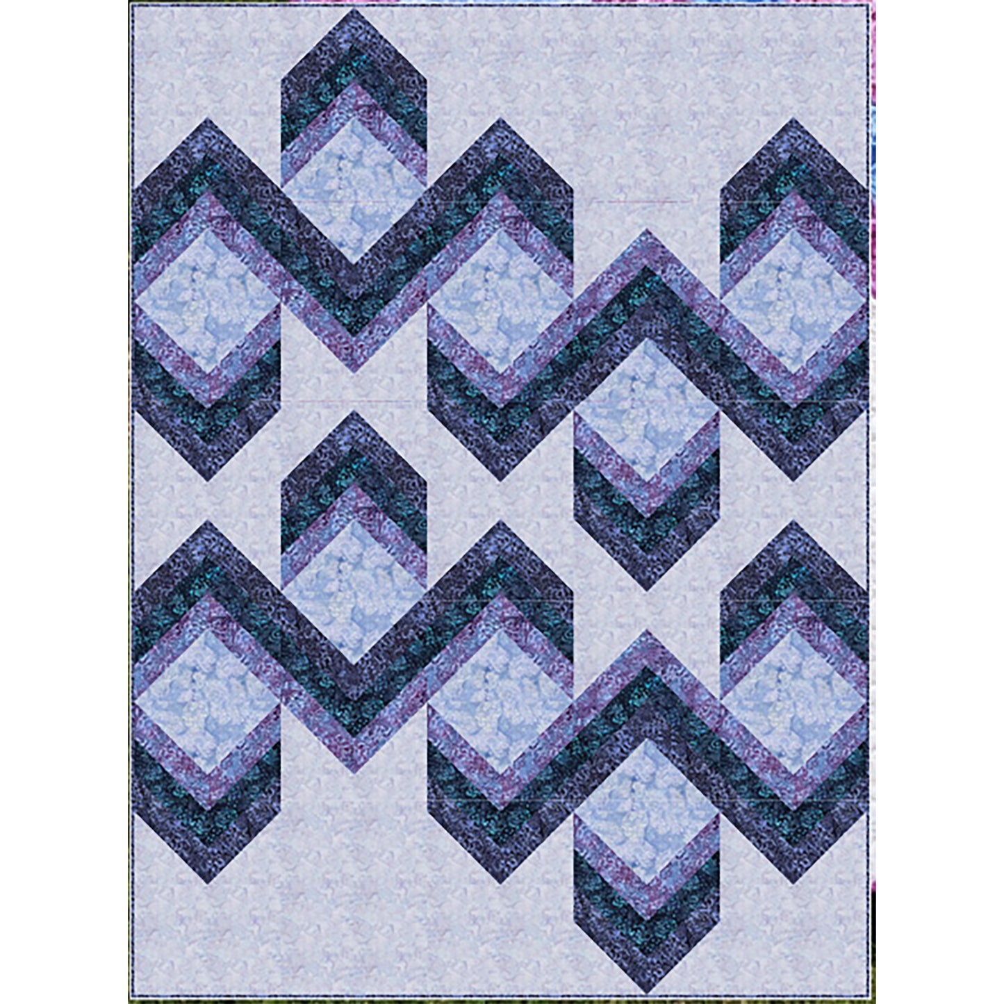 Quilt features ribbons of chevrons to give it a 3-demensional look.