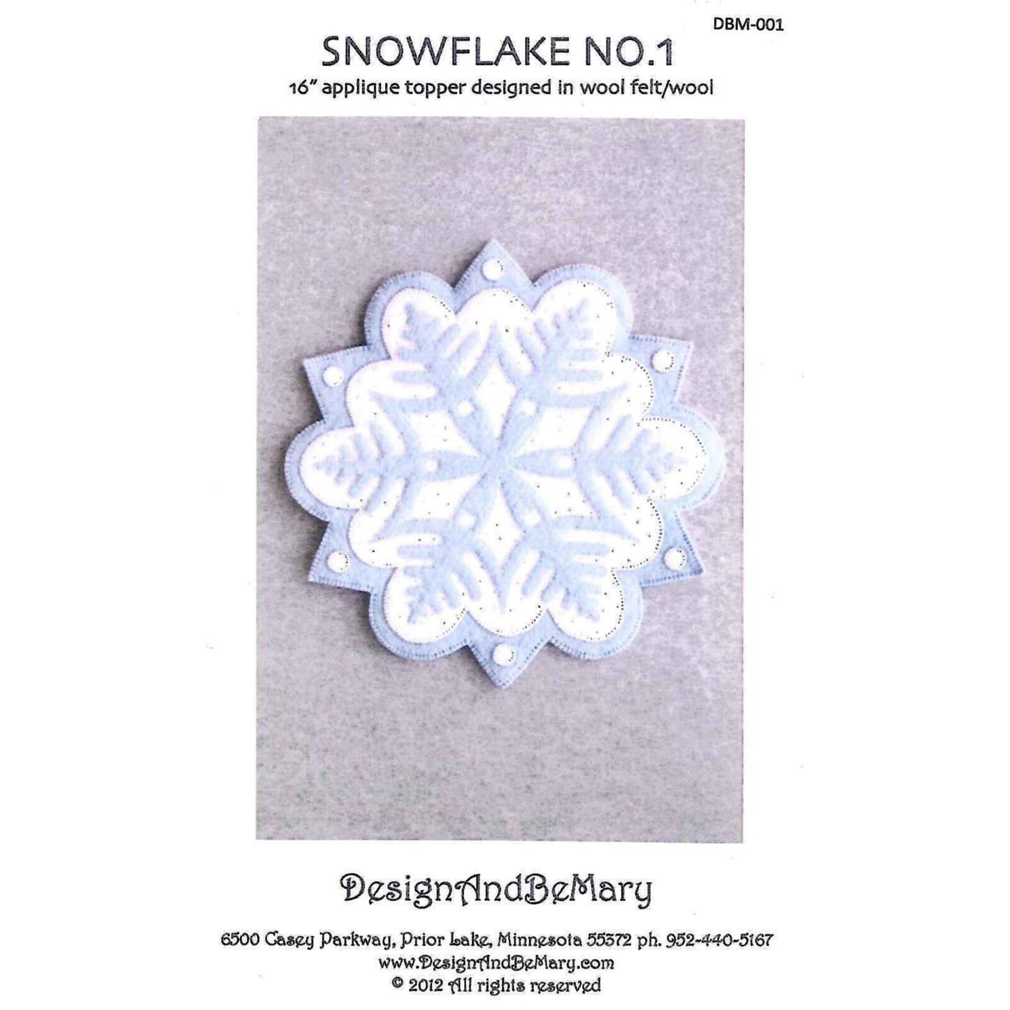 Snowflake #1 Table Topper DBM-001e - Downloadable Pattern