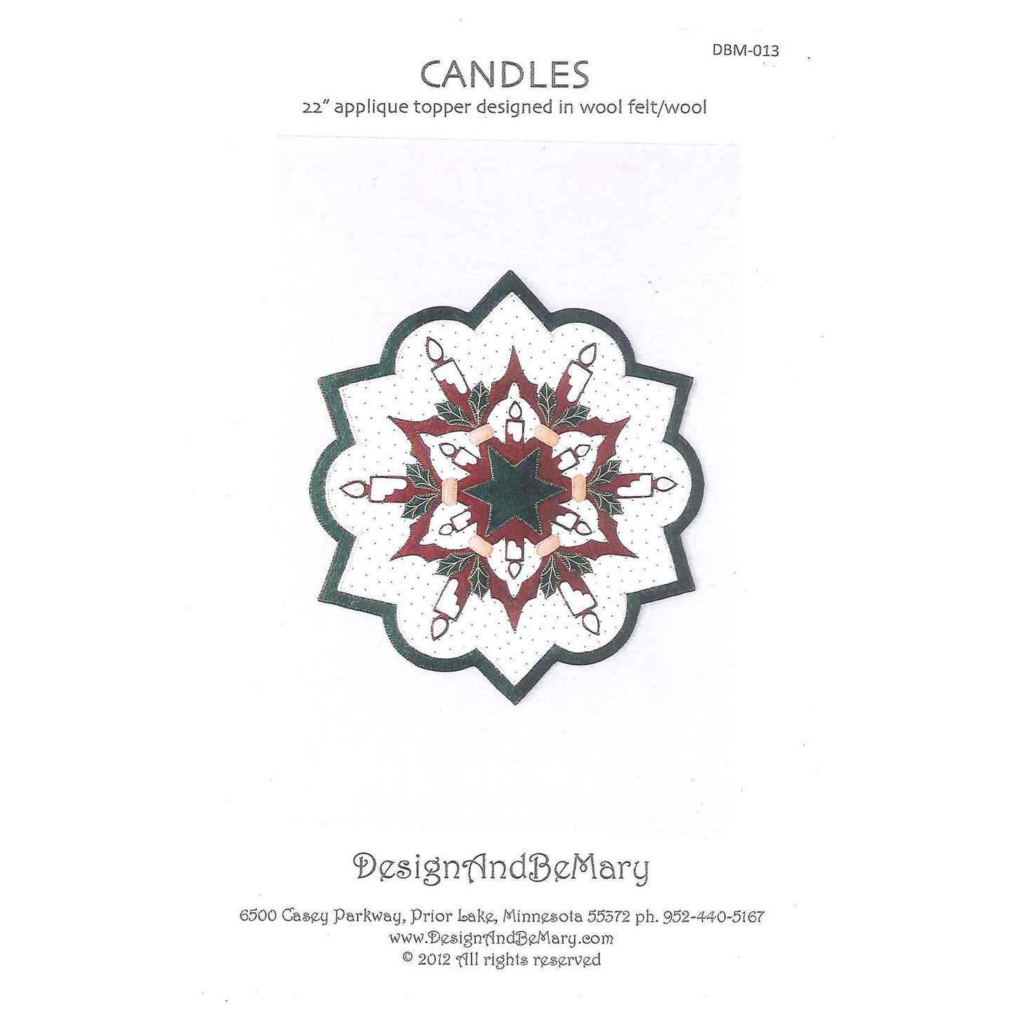 Candles Table Topper Pattern DBM-013 - Paper Pattern