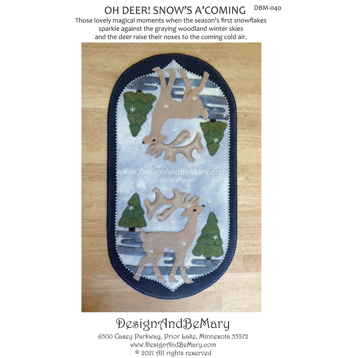 Oh Deer! Snow's A' Coming Table Runner or Wall Hanging Pattern DBM-040w - Wholesale Product
