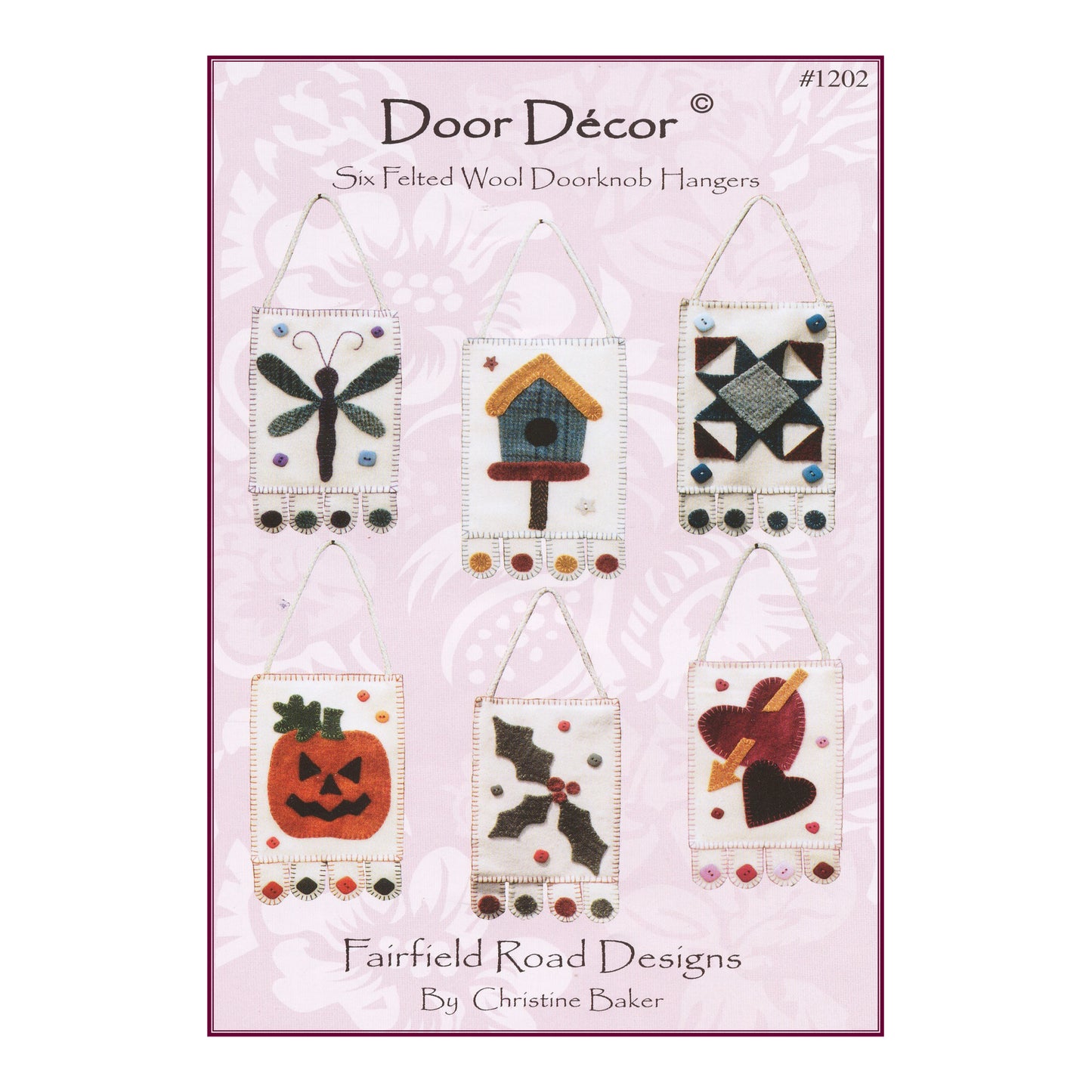 Cover image of pattern for Door Decor six felted woold doorknob hangers.
