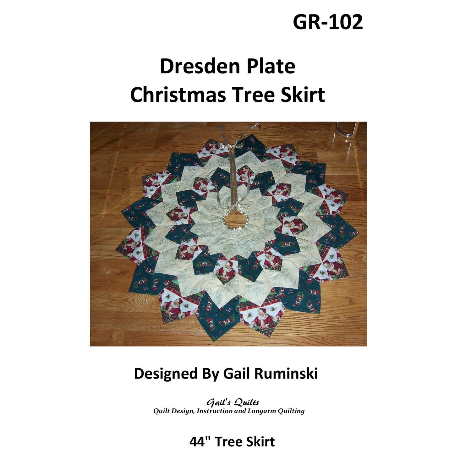 Dresden Plate Christmas Tree Skirt GR-102e - Downloadable Pattern