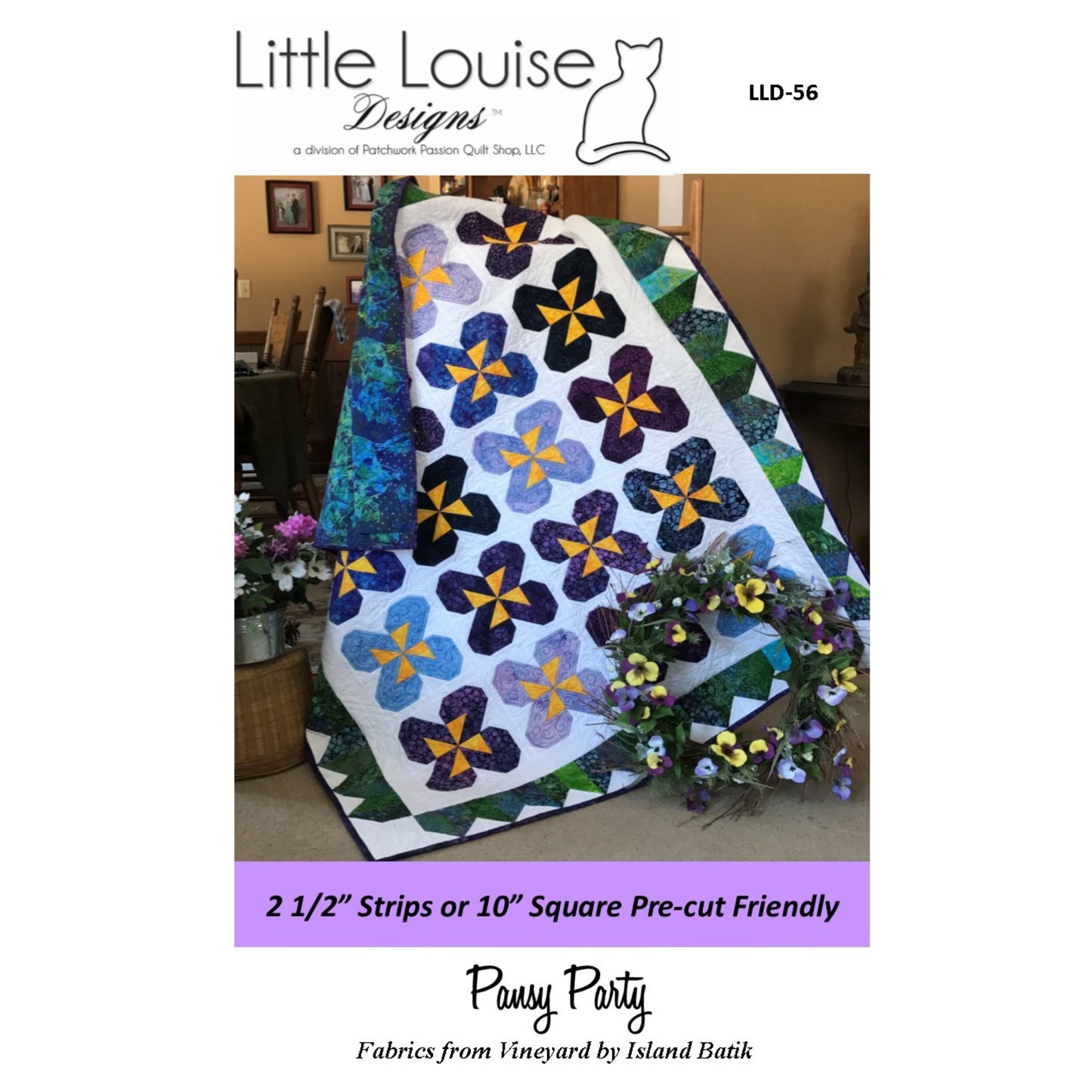 Cover image of pattern for Pansy Party quilt.