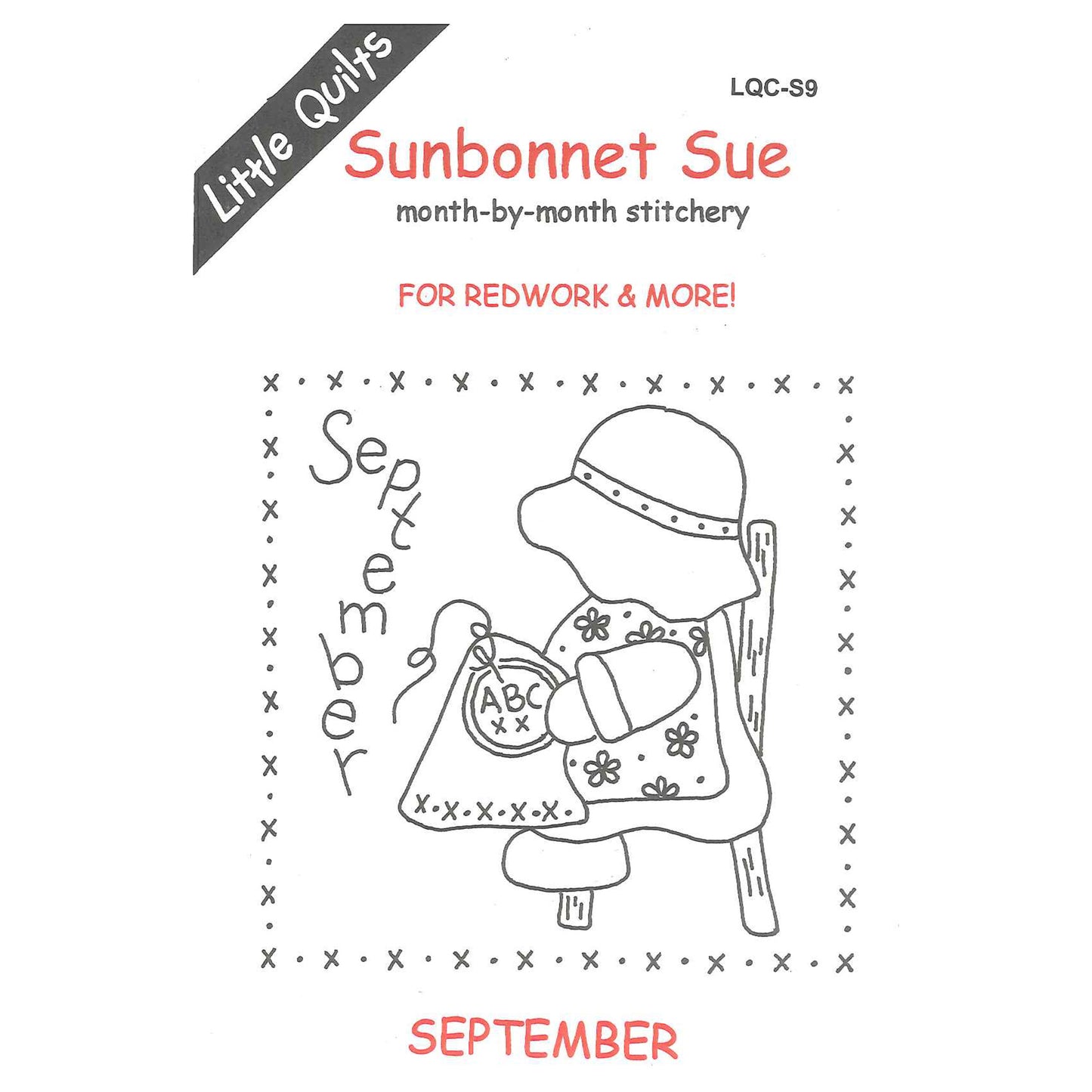 Cover image for the Sunbonnet Sue month-by-month stitchery pattern for September by Little Quilts.