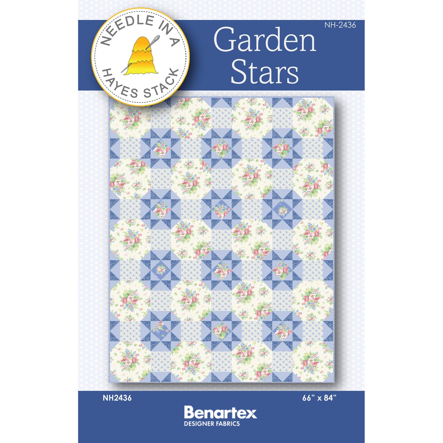 Cover image of pattern for Garden Stars Quilt.