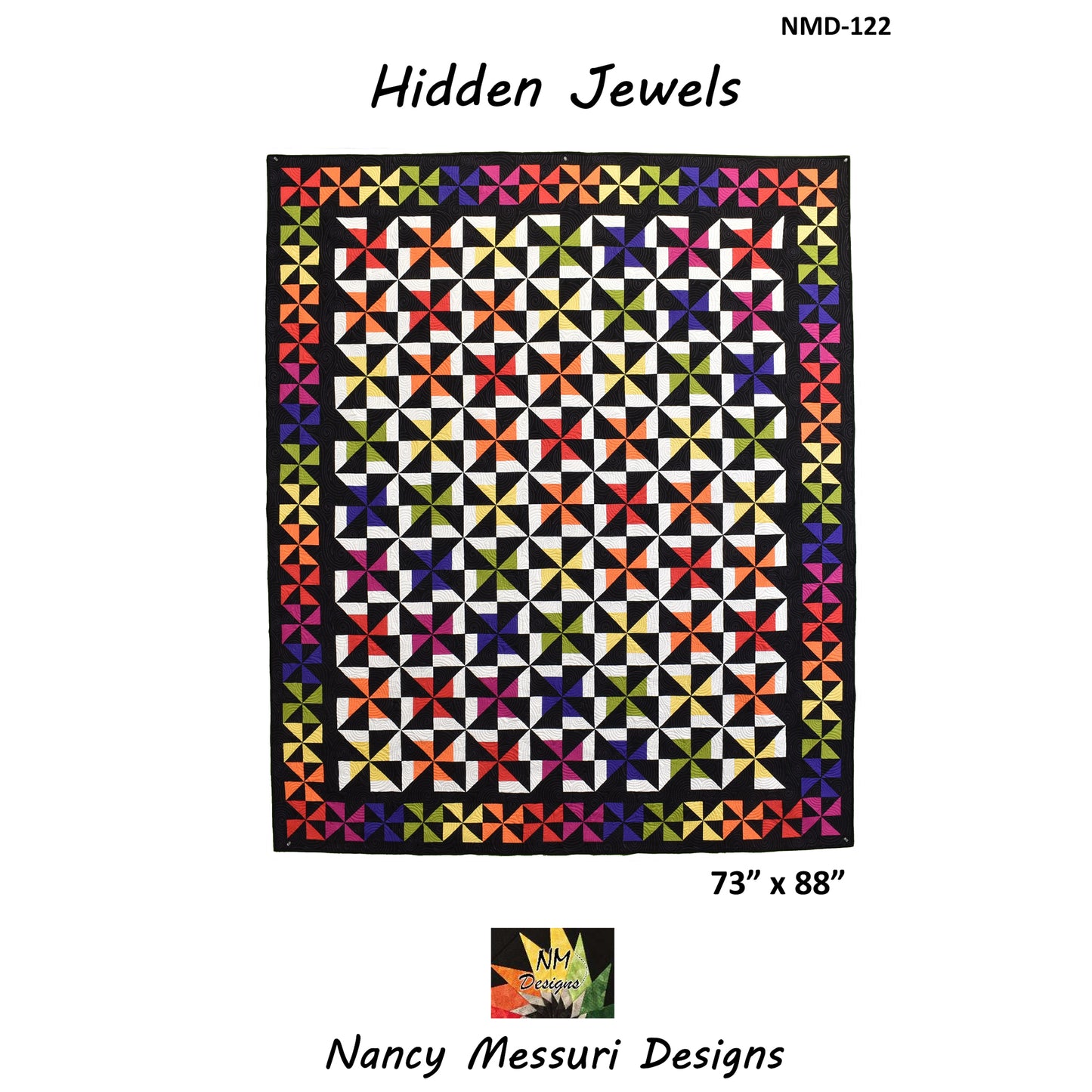 Cover image of pattern for Hidden Jewels quilt.