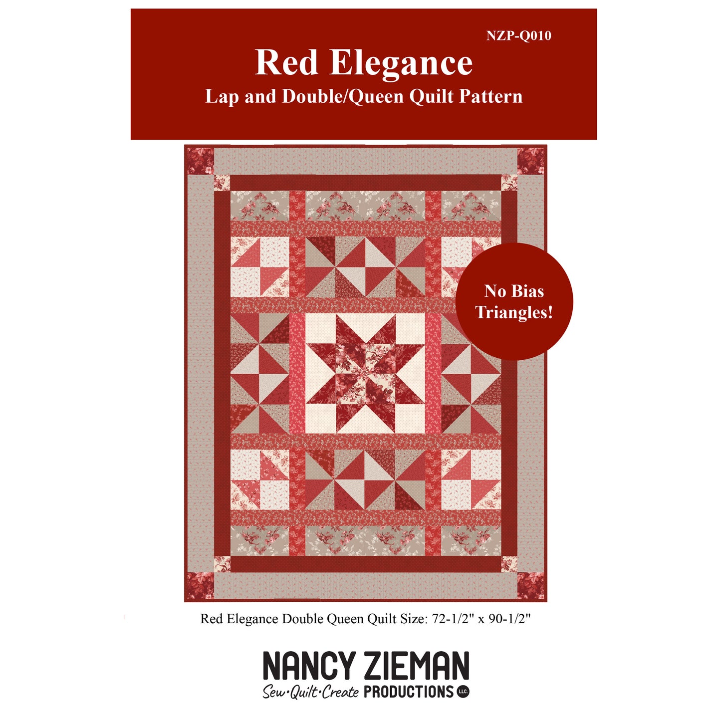 Red Elegance Quilt Pattern NZP-Q010 - Paper Pattern