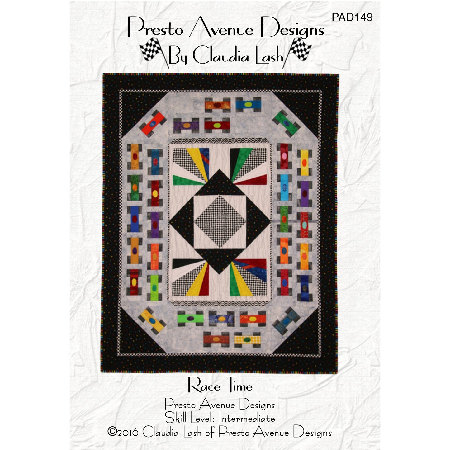 Cover image of pattern for Race Time quilt.