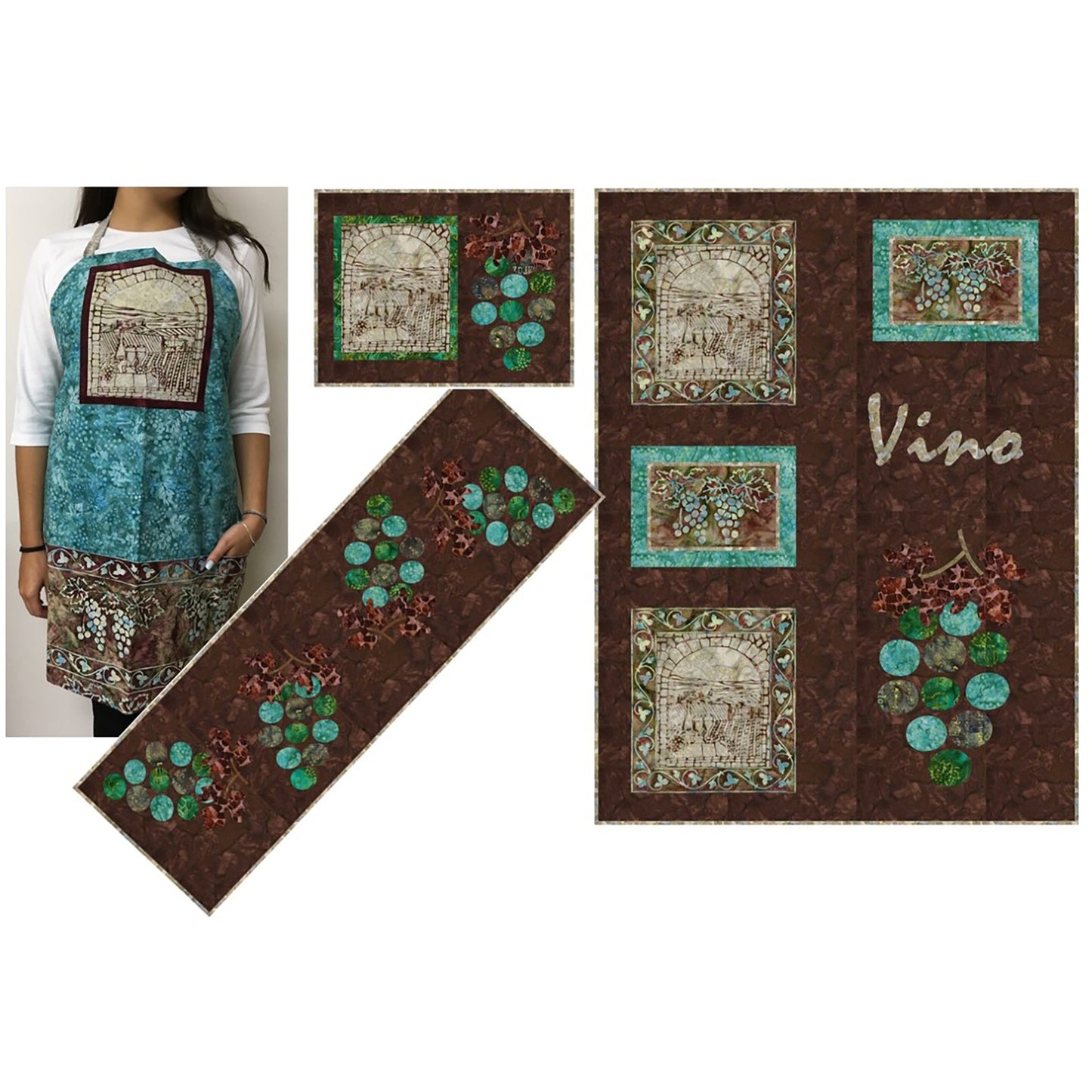 Wine Tour Table Set and Apron Pattern PC-248 - Paper Pattern