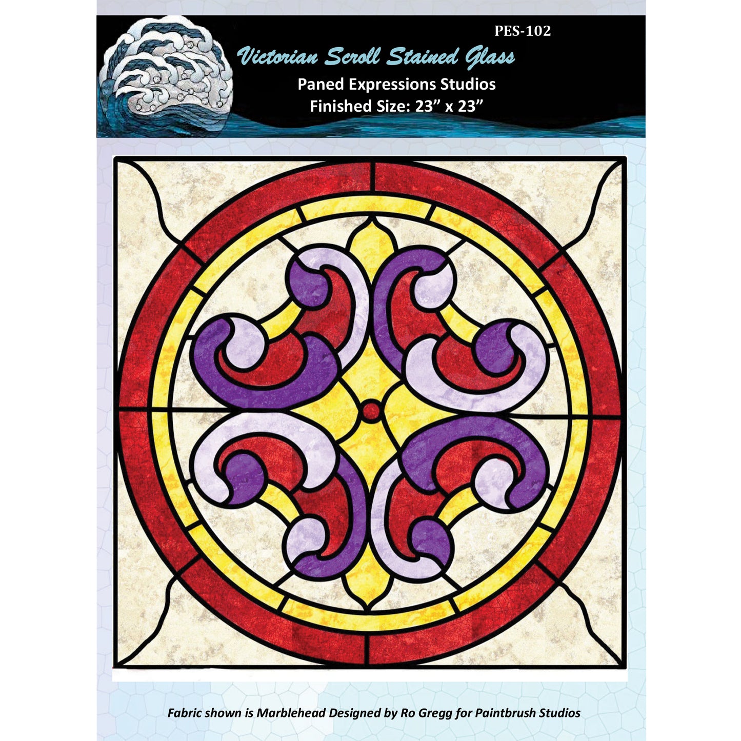 Victorian Scroll Stained Glass Quilt Pattern PES-102 - Paper Pattern