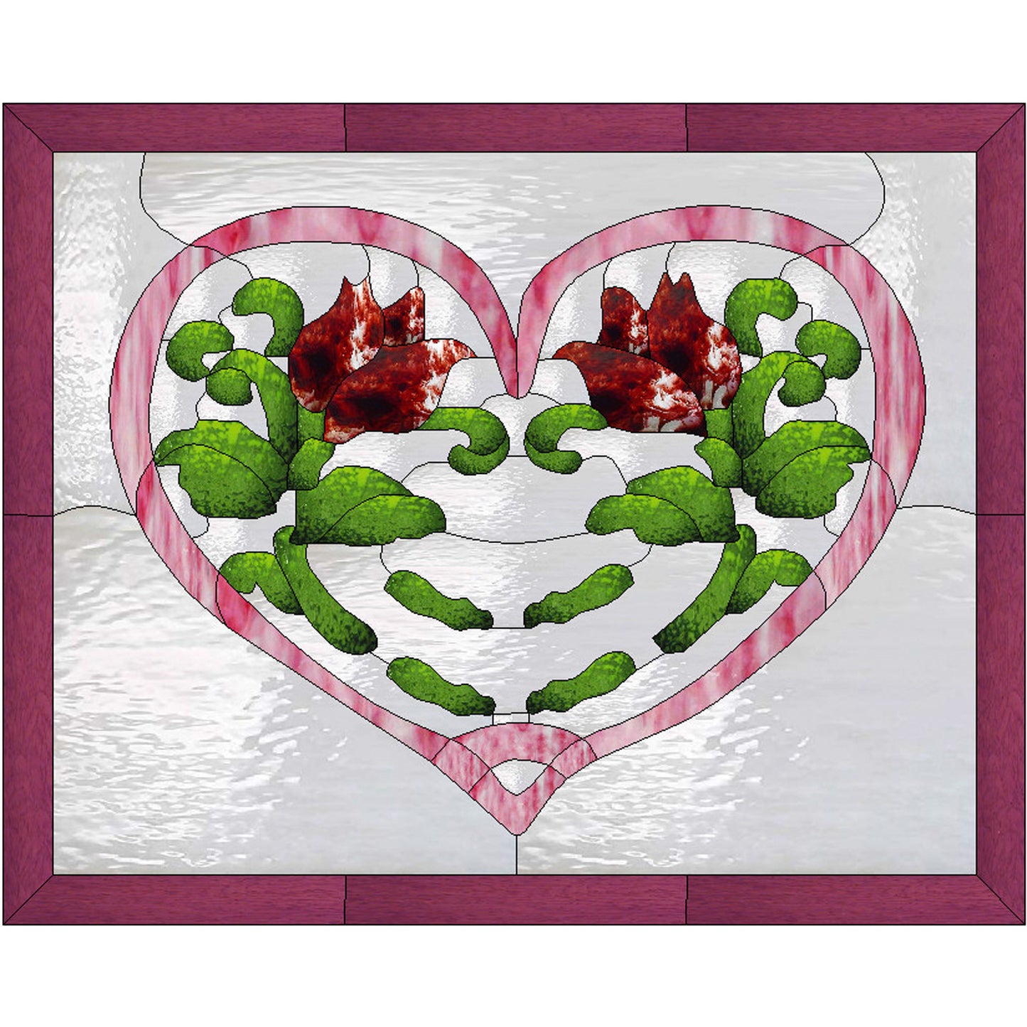 Heart and Flowers Stained Glass Quilt PES-109e - Downloadable Pattern