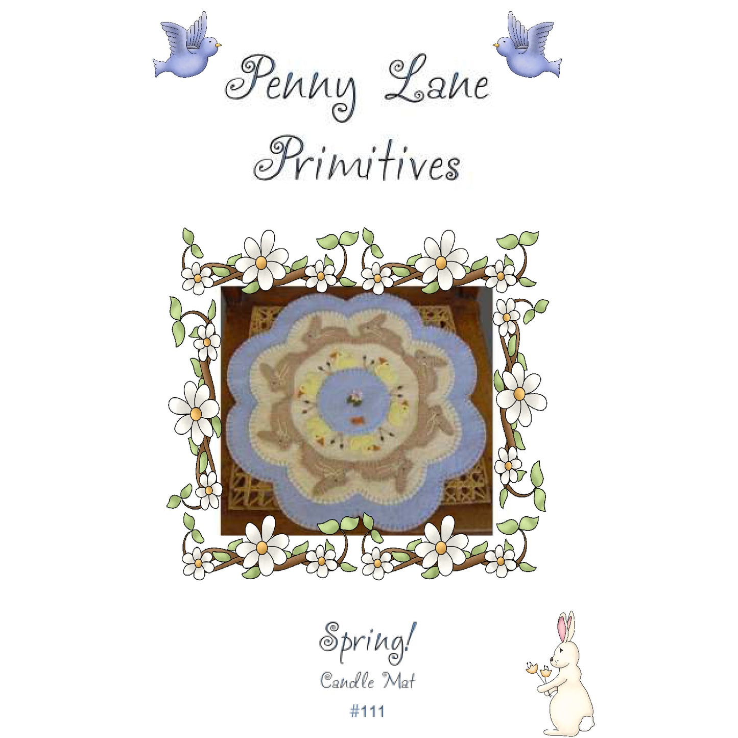 Spring! Bunnies & Ducks Penny Rug Candle Mat PLP-111e - Downloadable Pattern