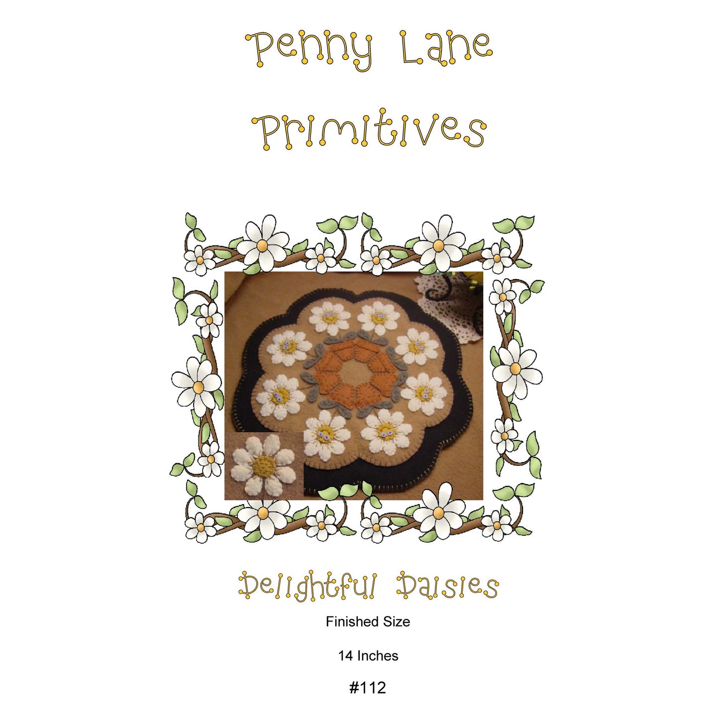 Delightful Daisies Penny Rug Candle Mat PLP-112e - Downloadable Pattern
