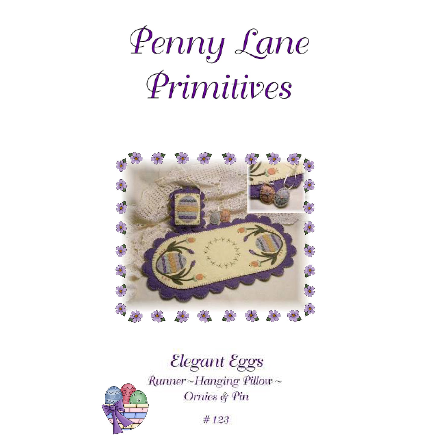 Elegant Eggs Easter Penny Rug Candle Mat Set PLP-123e - Downloadable Pattern