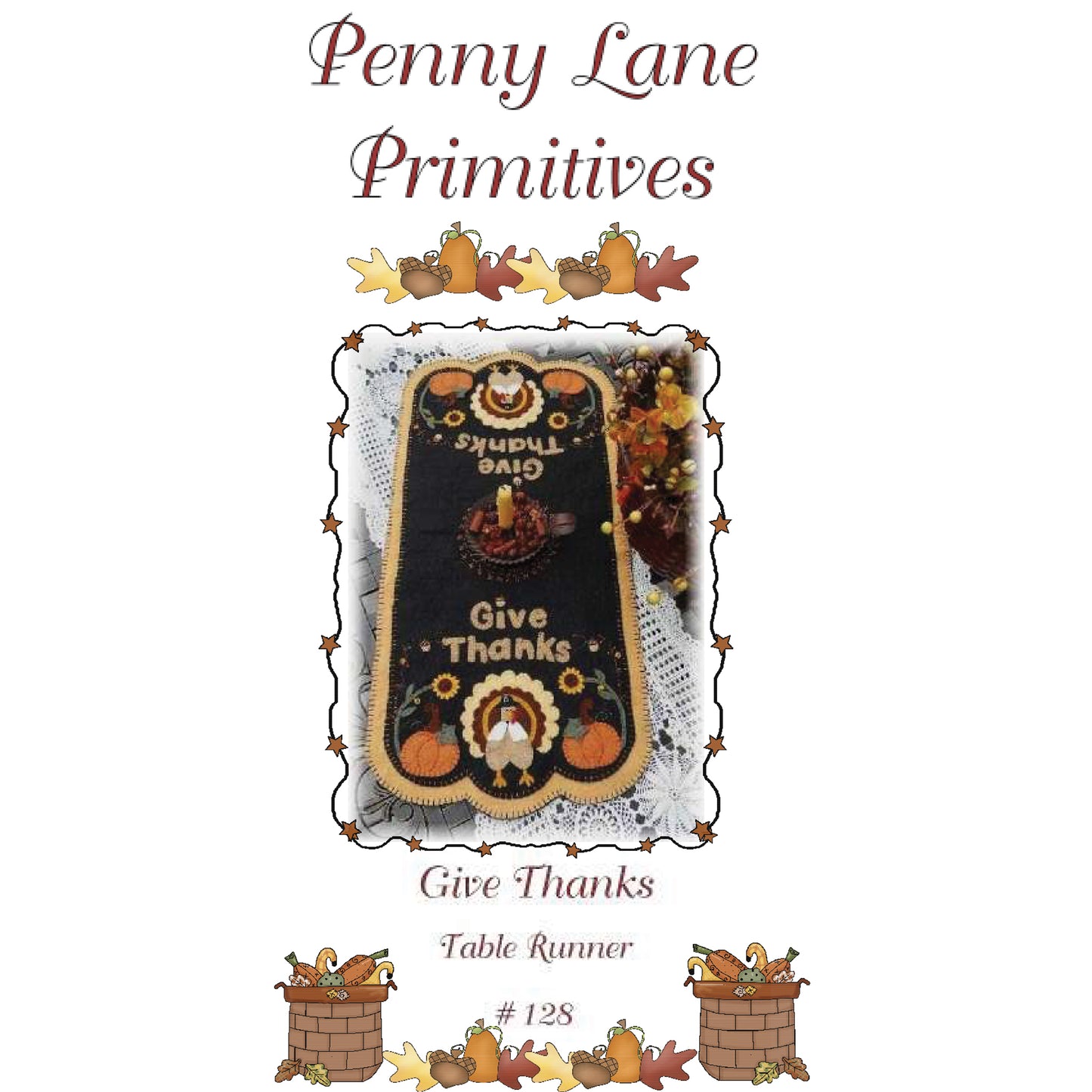 Give Thanks Penny Rug Table Runner Pattern PLP-128 - Paper Pattern