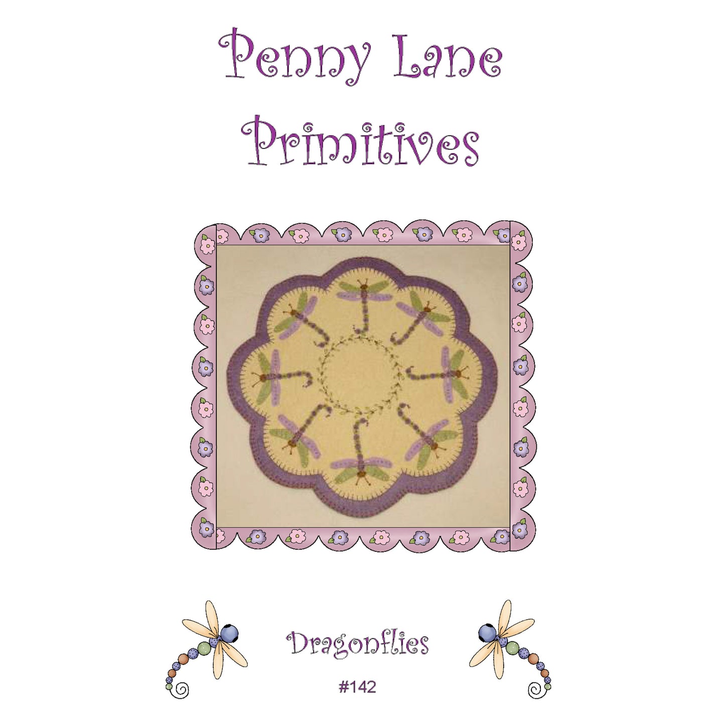 Dragonflies Penny Rug Candle Mat Pattern PLP-142 - Paper Pattern