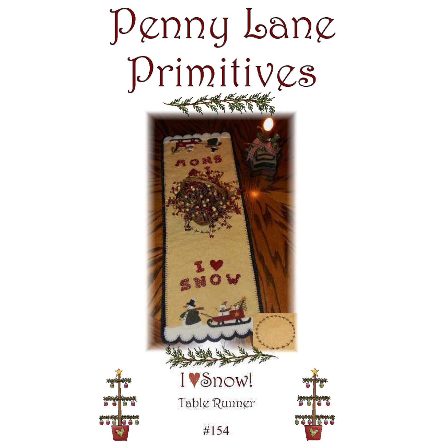 I Love Snow! Penny Rug Table Runner Pattern PLP-154 - Paper Pattern