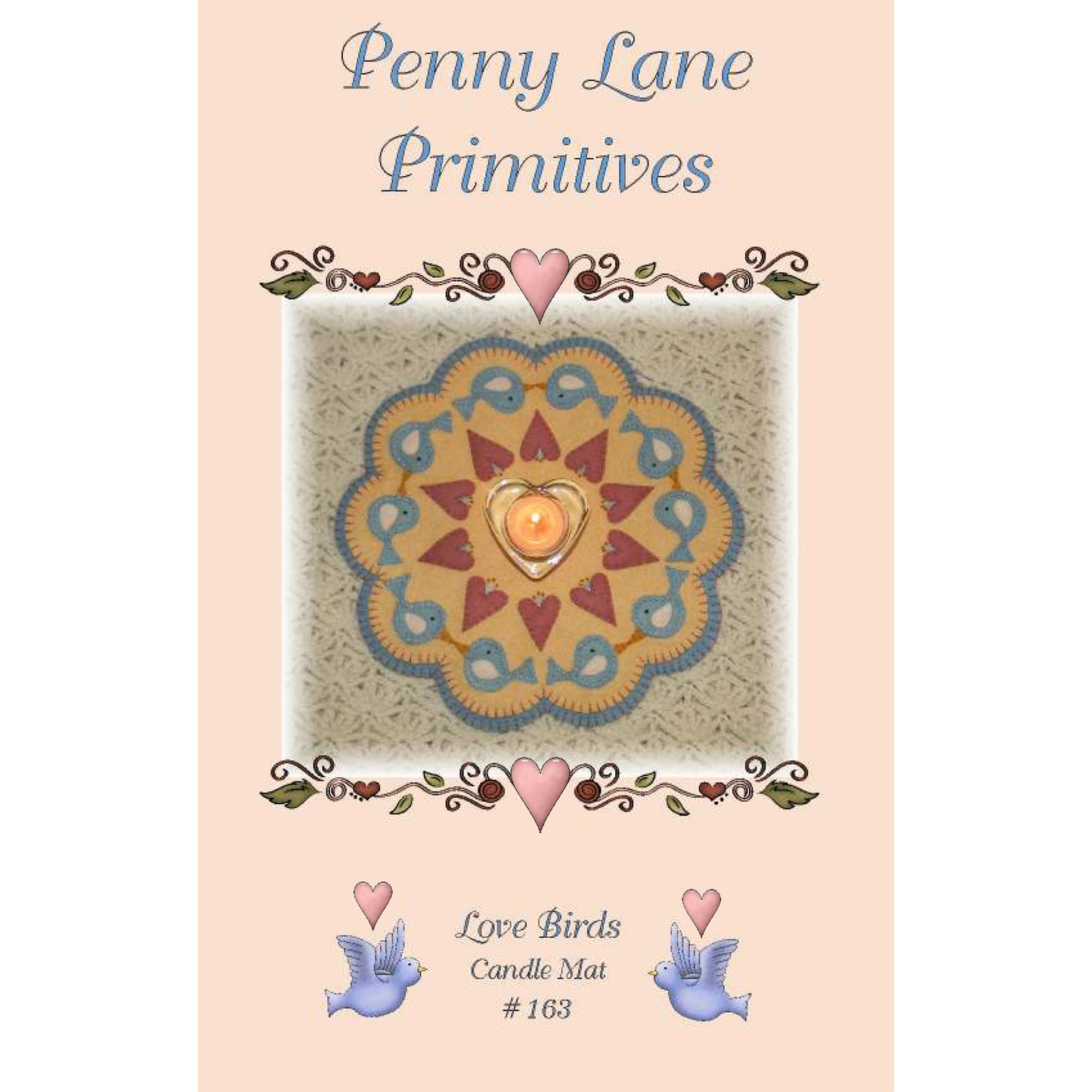 Love Birds Penny Rug Candle Mat Pattern PLP-163 - Paper Pattern