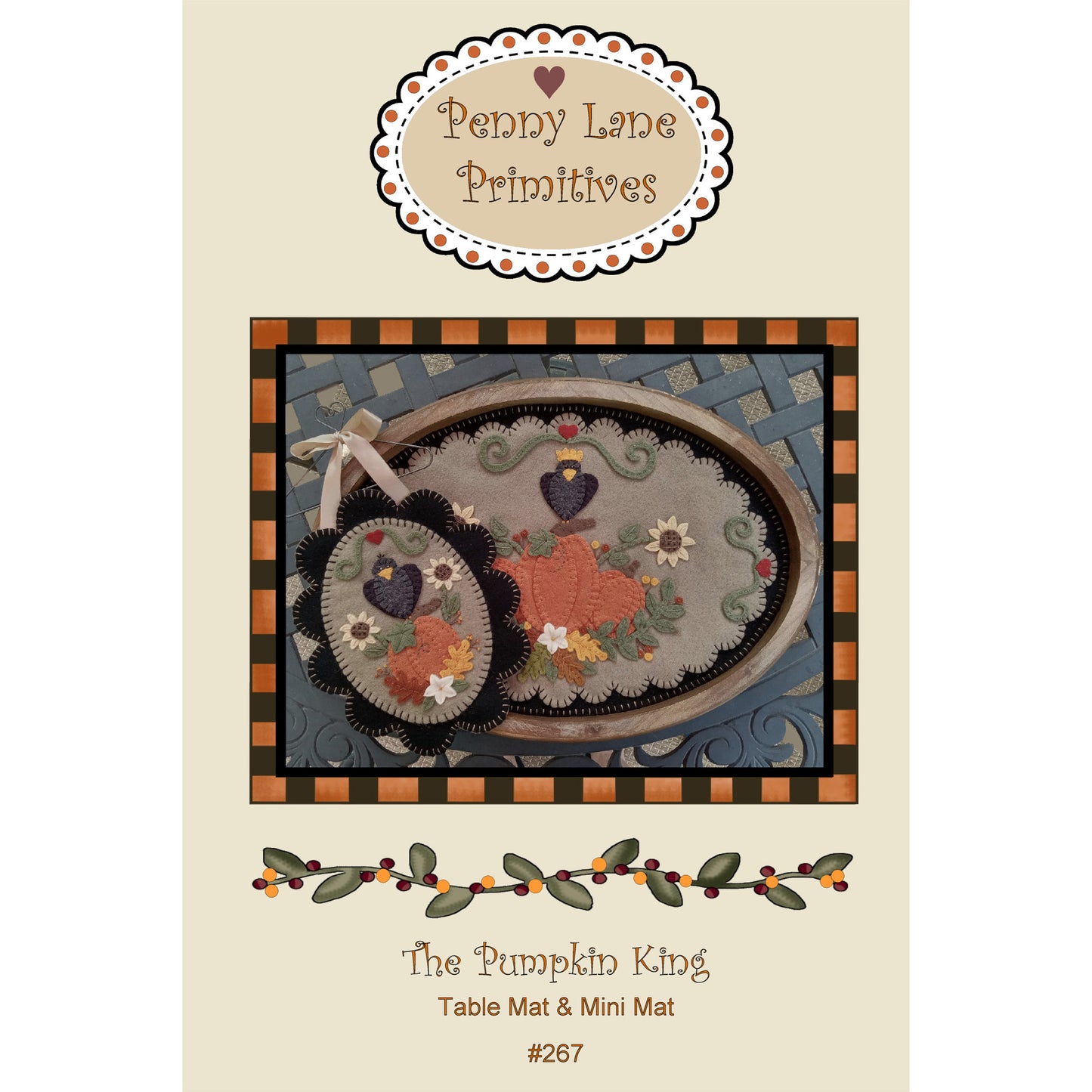 The Pumpkin King Table Mat & Mini Mat PLP-267e - Downloadable Pattern
