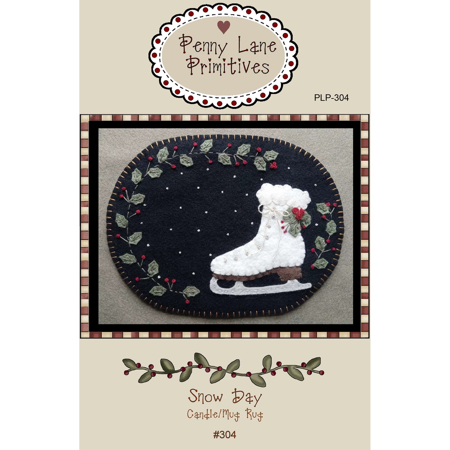 Cover image of pattern for Snow Day candle mat and mug rug.