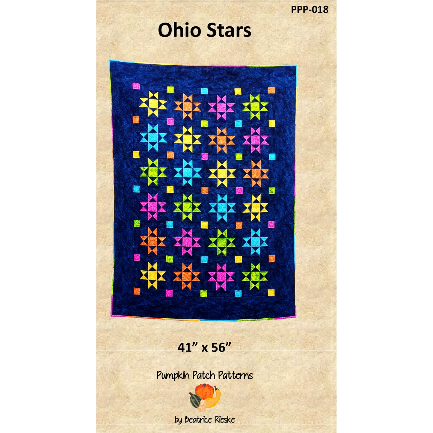 Cover image of pattern for Ohio Stars quilt.