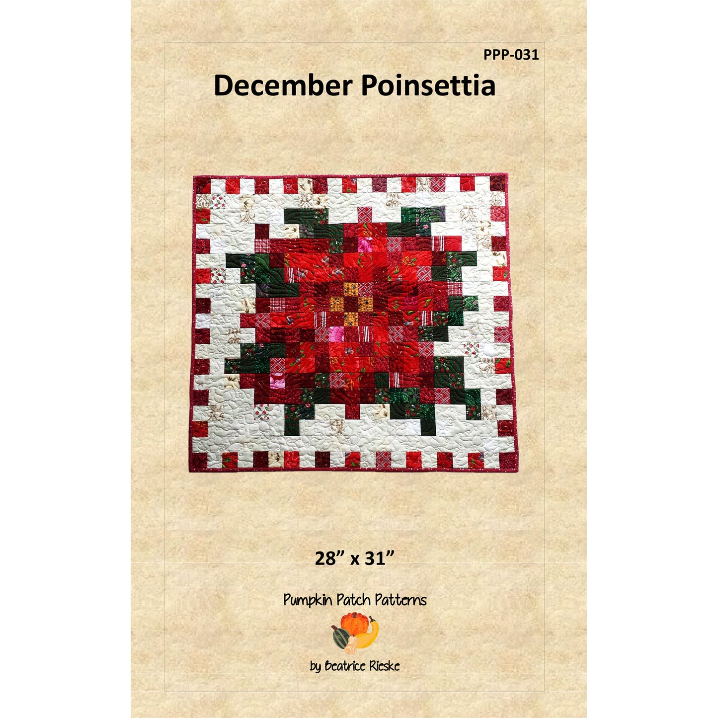 December Poinsettia Quilt Pattern PPP-031 - Paper Pattern