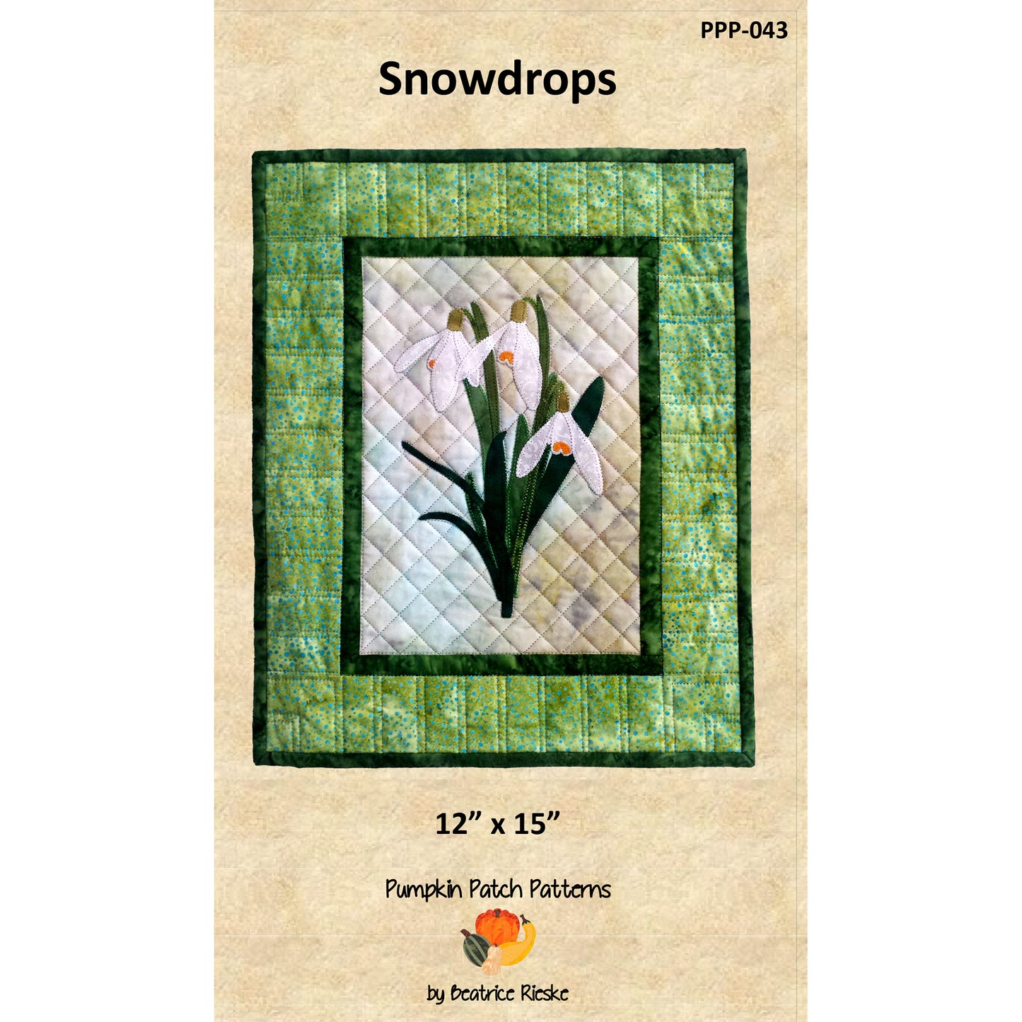 Cover image of pattern for Snowdrops Wall Hanging quilt.